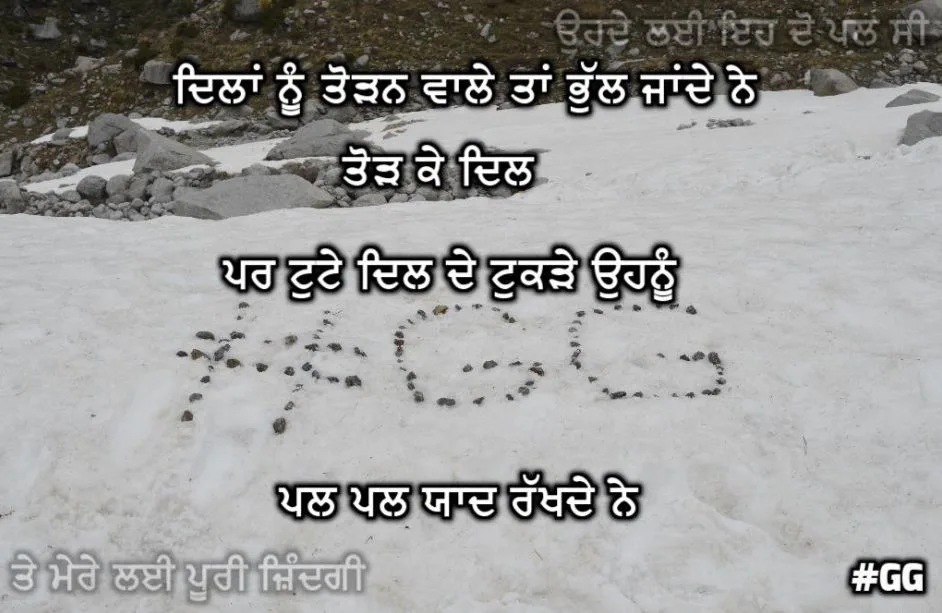 Dilaan nu todan wale taan bhul jande ne  todh k dil par tutte dil de tukde ohnu pal pal yaad rakhde ne