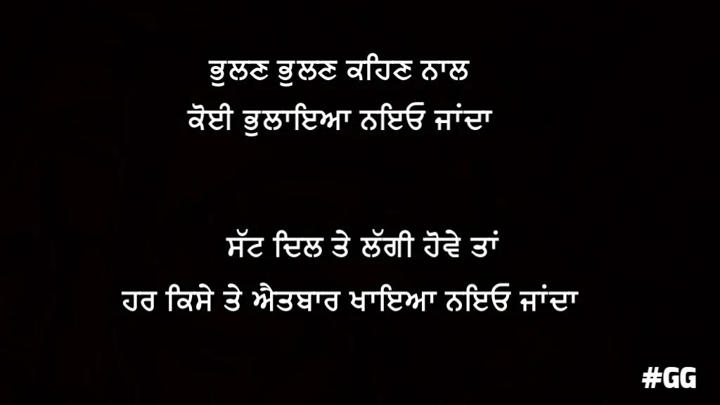 Bhulan bhulan kehan naal koi bhulayeya naio janda satt dil te laggi howe taan kise te aitbaar khayeya naio janda