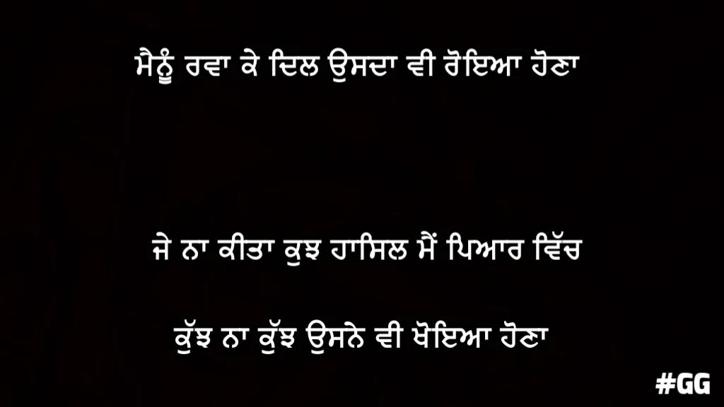 Mainu rwaa ke dil usda v royea hona je naa kita kujh haasil me pyaar vich kujh na kujh usne v khoyea hona