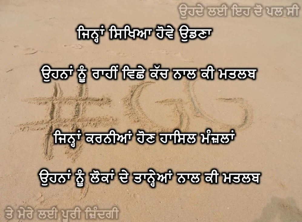 Jihna sikheyaa howe udhna ohna nu raahi vichhe kach naal ki matlab jihna karniyaan haun hasil manzilaan ohnaa nu lokan de tahneyaa naal ki matlab