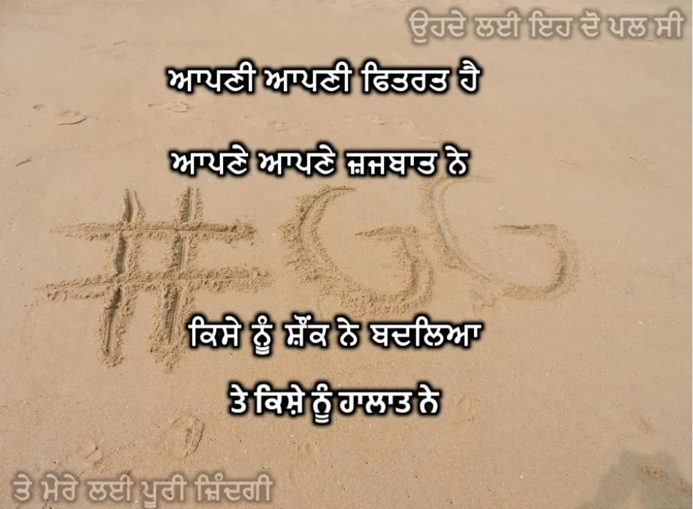 Apni apni fitrat hai aapne aapne zajbaat ne kise nu shaunk ne badleyaa te kise nu halaat ne