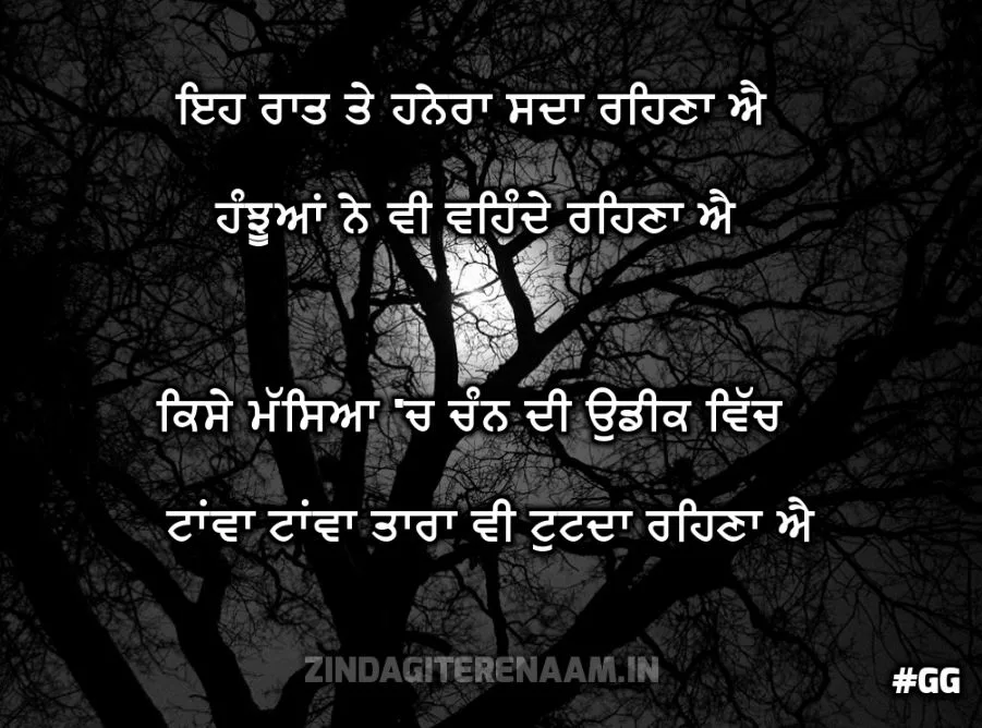 sad and true shayari || Eh raat te hanera sdaa rehna e hanjuaan ne v vehnde rehna e kise maseya ch chann di udeek vich taanwa taanwa taara vi tuttda rehna hai