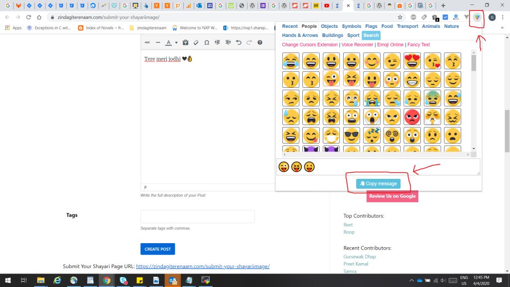 Add emoticons through chrome extension