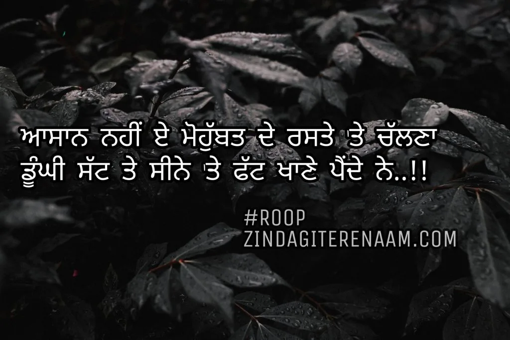 Punjabi status/sad but true shayari/Punjabi best shayari/mohobbat shayari/Asan nahi e mohobbat de raste 'te chalna
Dunghi satt te seene te fatt khane painde ne..!!