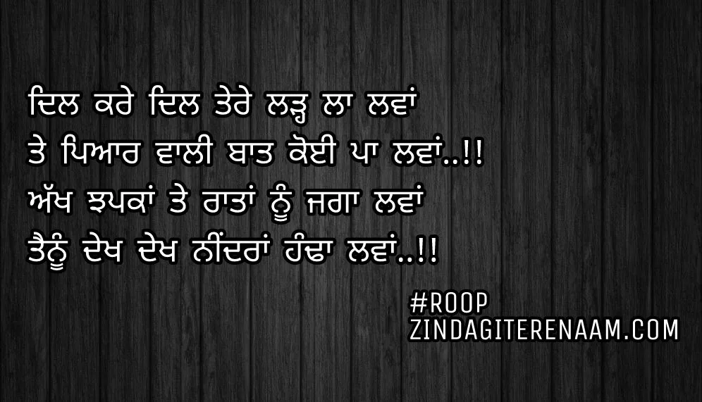 True love shayari || sacha pyar Punjabi status || Dil kare dil tere larh la lawa
Te pyar vali baat koi pa lawa..!!
Akh jhapka te raatan nu jaga lawa
Tenu dekh dekh nindran handha lawa..!!
