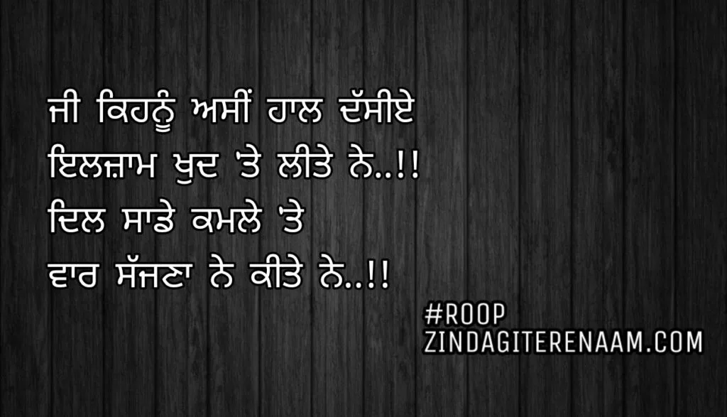 True love shayari || Ji kihnu asi haal dassiye
Ilzam khud te lite ne..!!
Dil sade kamle te
Vaar sajjna ne kite ne..!!