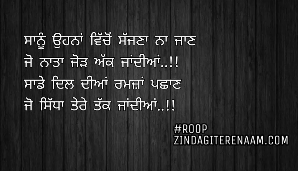 True love shayari || Sanu ohna vicho sajjna na jaan
Jo naata jod akk jandiyan..!!
Sade dil diyan ramzan pchan
Jo sidha tere takk jandiyan..!!