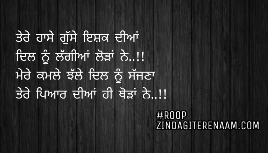 Sacha pyar || Tere haase gusse ishq diyan
Dil nu laggiyan loda ne..!!
Mere kamle jhalle dil nu sajjna
Tere pyar diyan hi thoda ne..!!