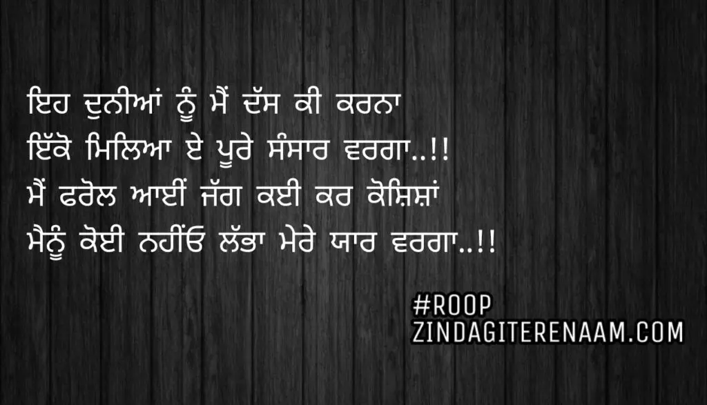 Sacha pyar shayari || Eh duniya nu mein dass ki karna
Ikko mileya e poore sansar varga..!!
Mein frol aayi jagg kayi kar koshisha
Menu koi nahio labbha mere yaar warga..!!
