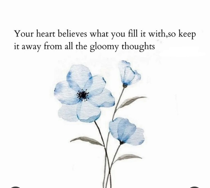 English quotes || Your heart believes what you fill it with, so keep it away from all the gloomy thoughts 