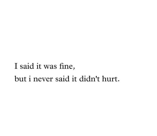I said it was fine,
but never said it didn't hurt || English quote hurt