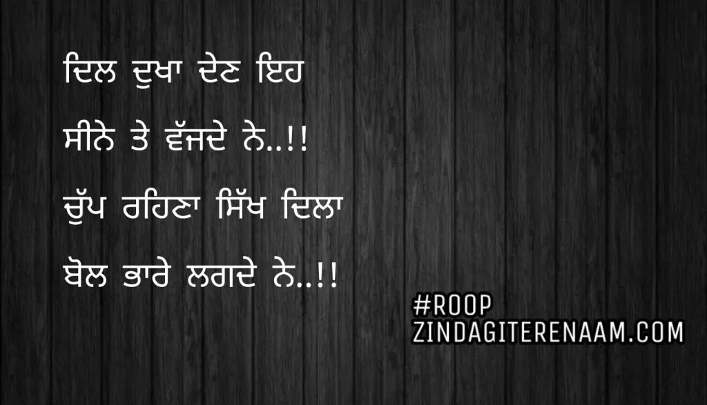 Sad Punjabi shayari || Dil dukha den eh
Seene te vajjde ne..!!
Chup rehna Sikh dila
Bol bhare lagde ne..!!